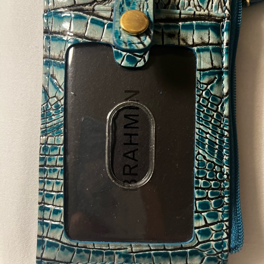 Brahmin Blue Croc-Embossed Key & Card Holder